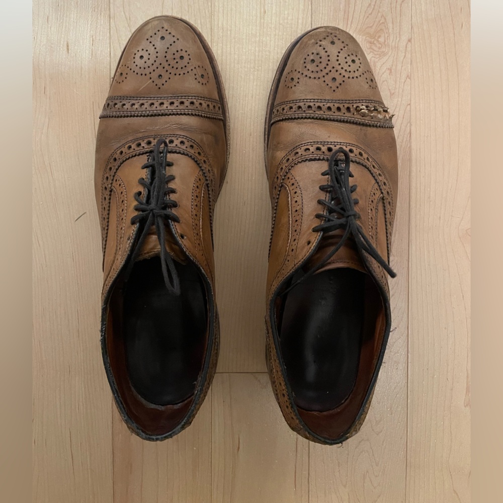 Allen Edmonds Walnut Strand Captoe Sz 10D Oxford Dress Shoe Brown Cap-Toe